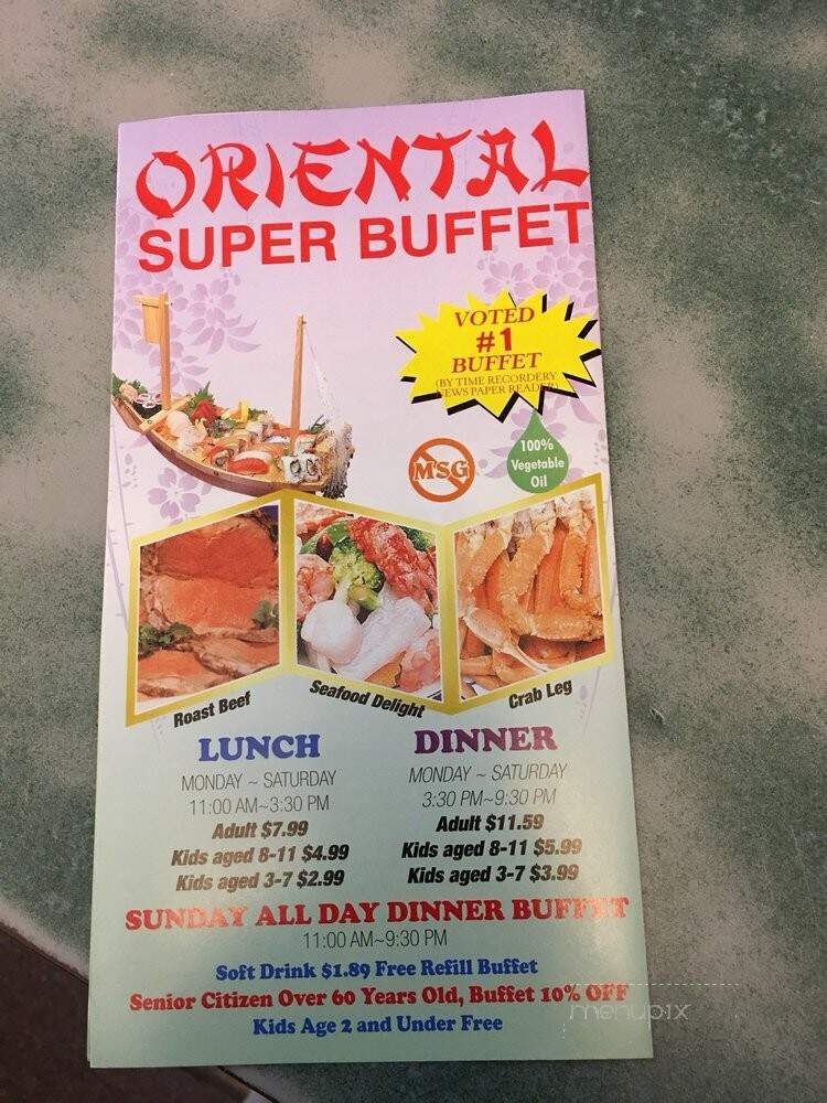 Oriental Super Buffet - Zanesville, OH menu_pic
