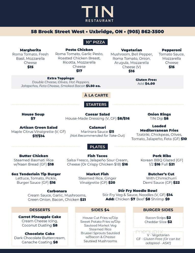 Tin Mill Restaurant - Uxbridge, ON menu_pic