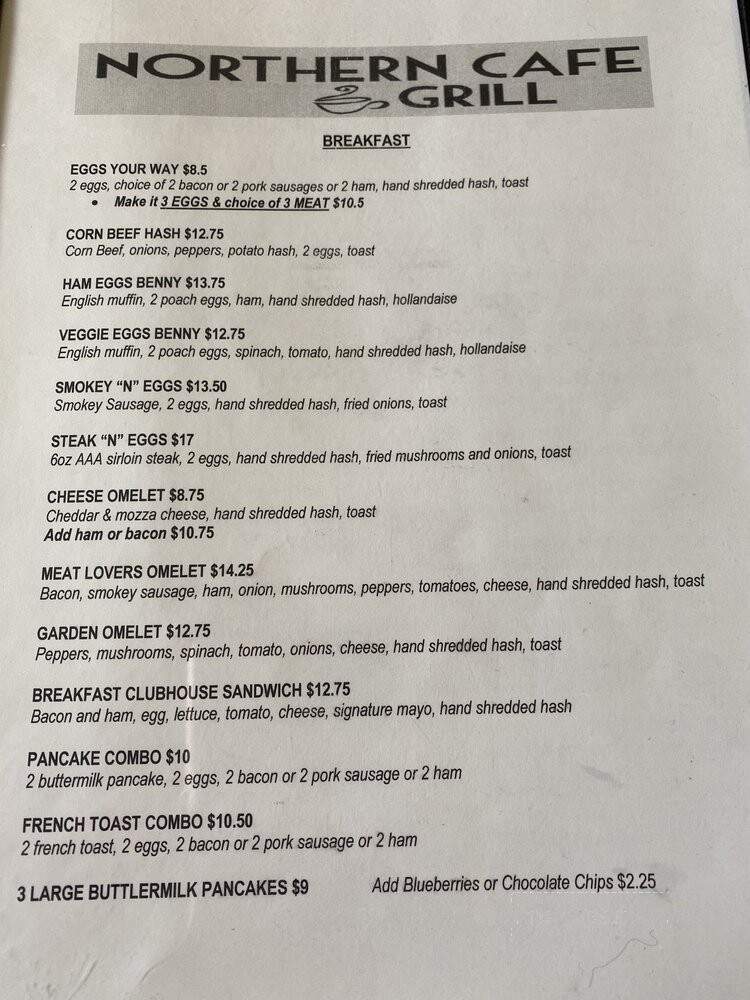 Northern Cafe - Vancouver, BC menu_pic