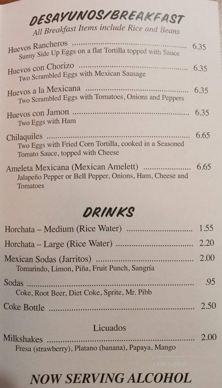 El Sol - Rochelle, IL menu_pic