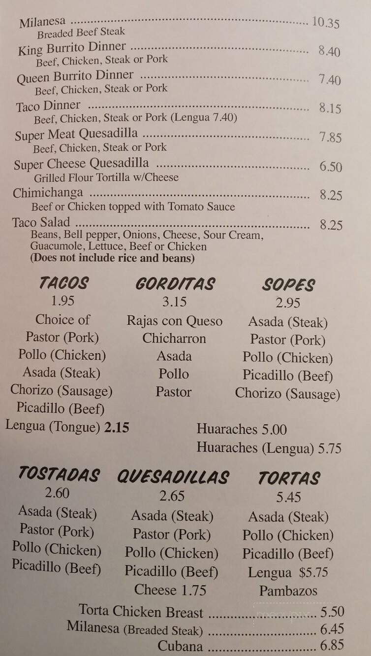 El Sol - Rochelle, IL menu_pic