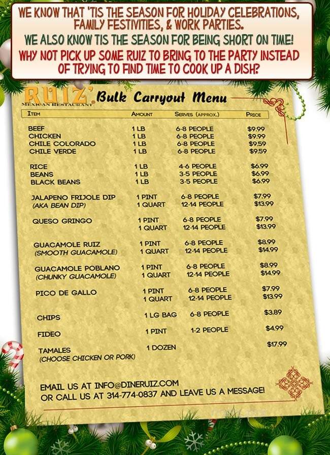 Ruiz' Mexican Restaurant - Florissant, MO menu_pic