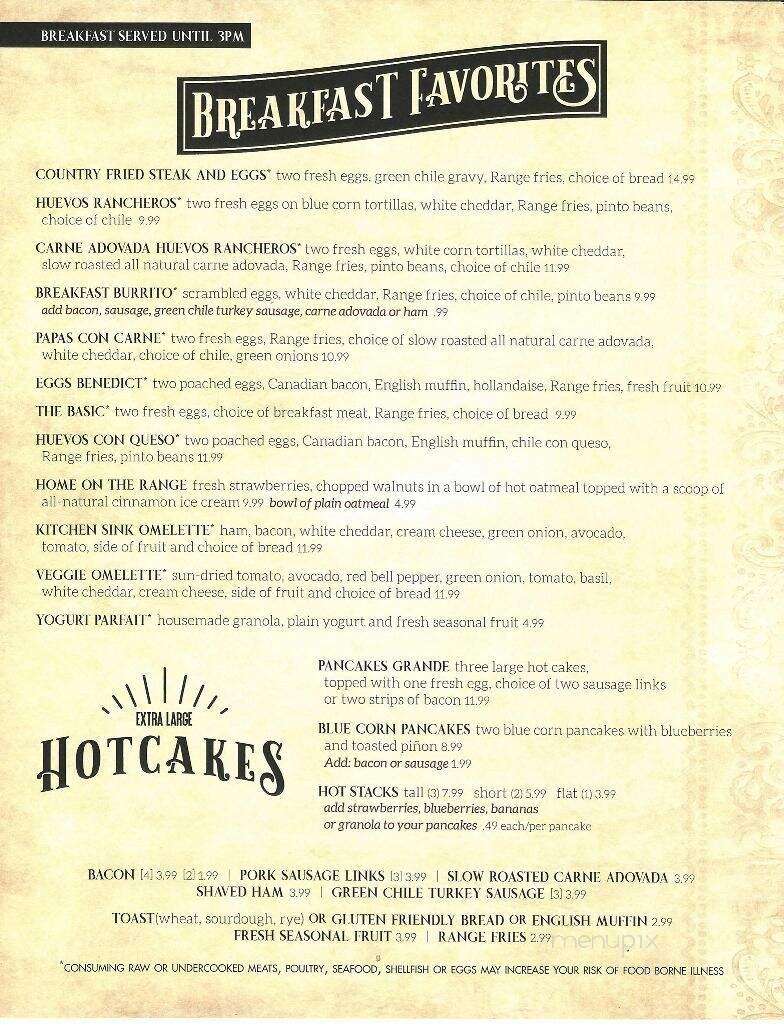 Plaza Hotel - Las Vegas, NM menu_pic