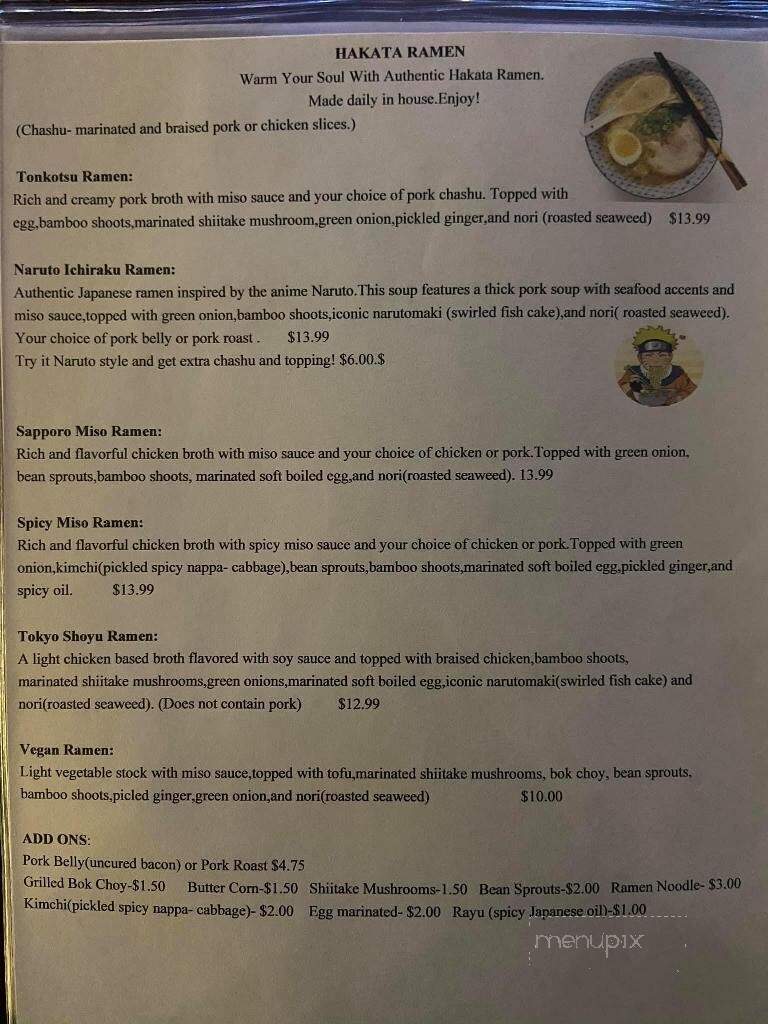 Hakata Japanese Steakhouse - Jacksonville, NC menu_pic