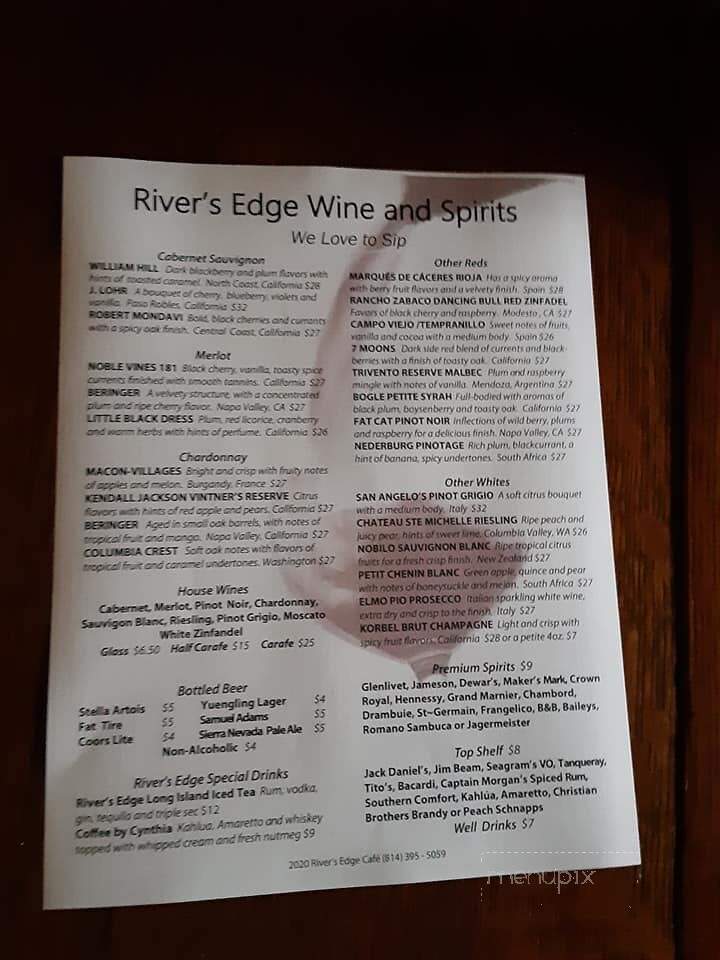 River's Edge Cafe - Confluence, PA menu_pic