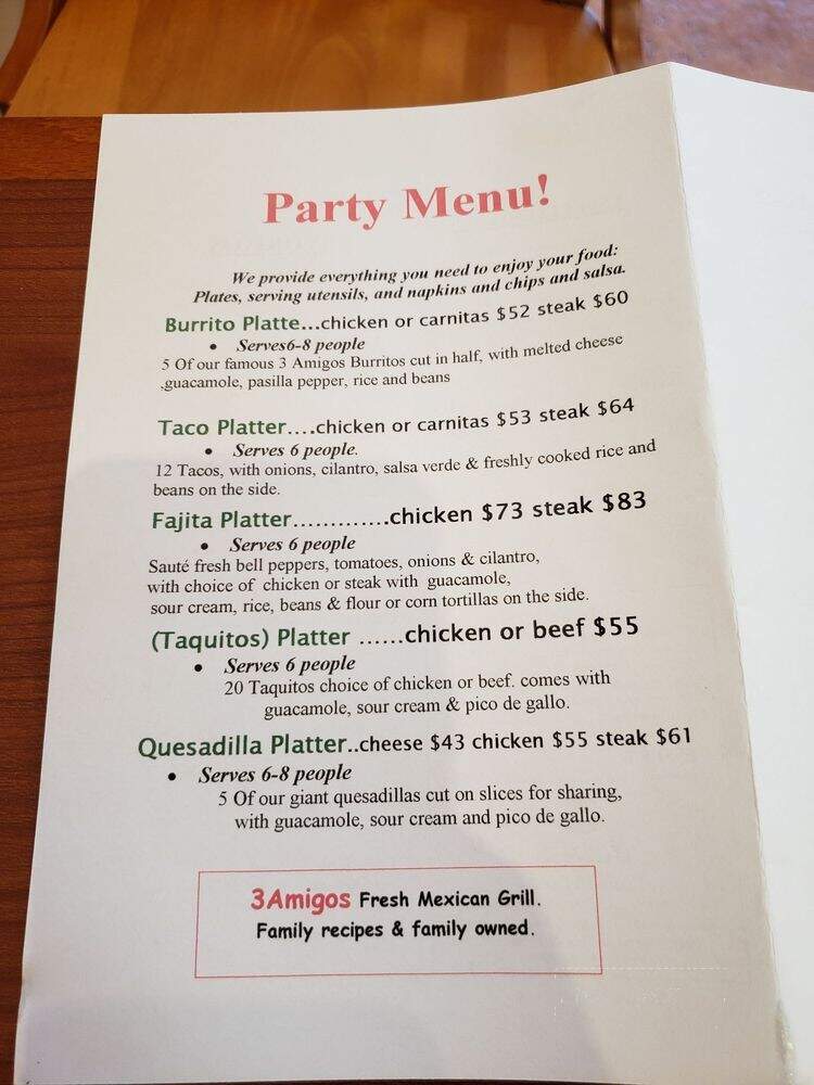 3 Amigos Restaurant - Newbury Park, CA menu_pic