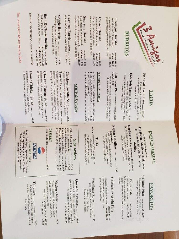 3 Amigos Restaurant - Newbury Park, CA menu_pic