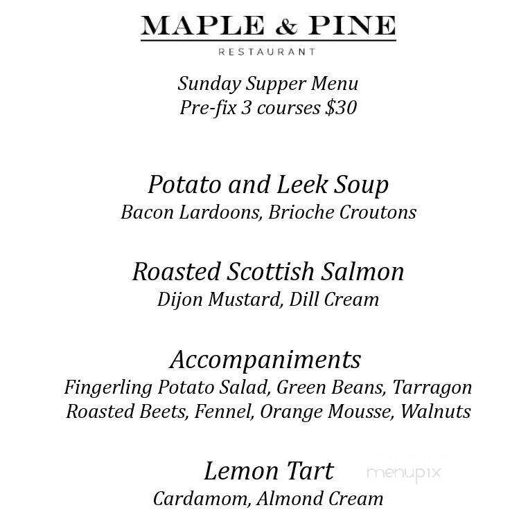 Maple & Pine Restaurant - Richmond, VA menu_pic