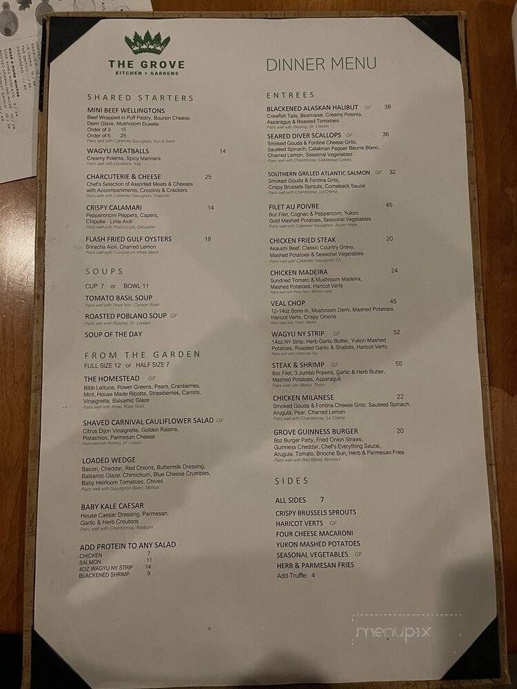 The Grove Kitchen & Gardens - Tyler, TX menu_pic