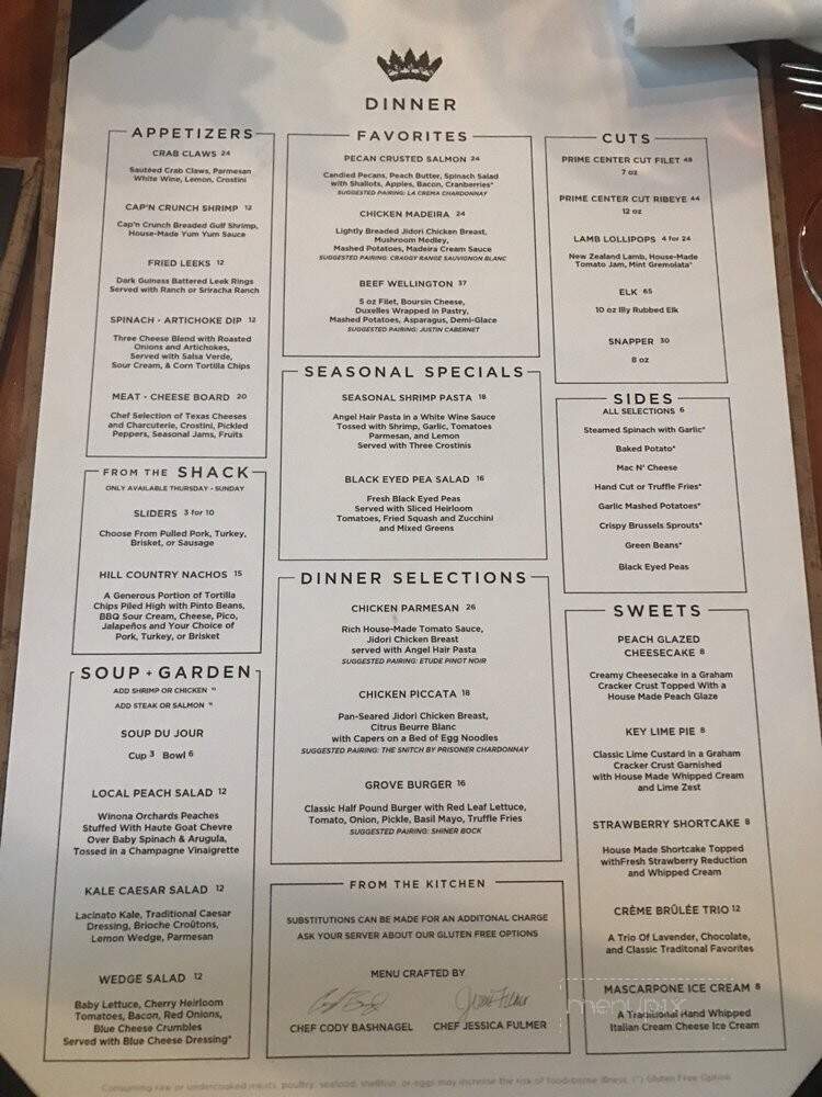 The Grove Kitchen & Gardens - Tyler, TX menu_pic