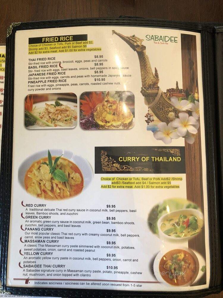 Sabaidee Thai & Sushi Bar - Concord, NC menu_pic