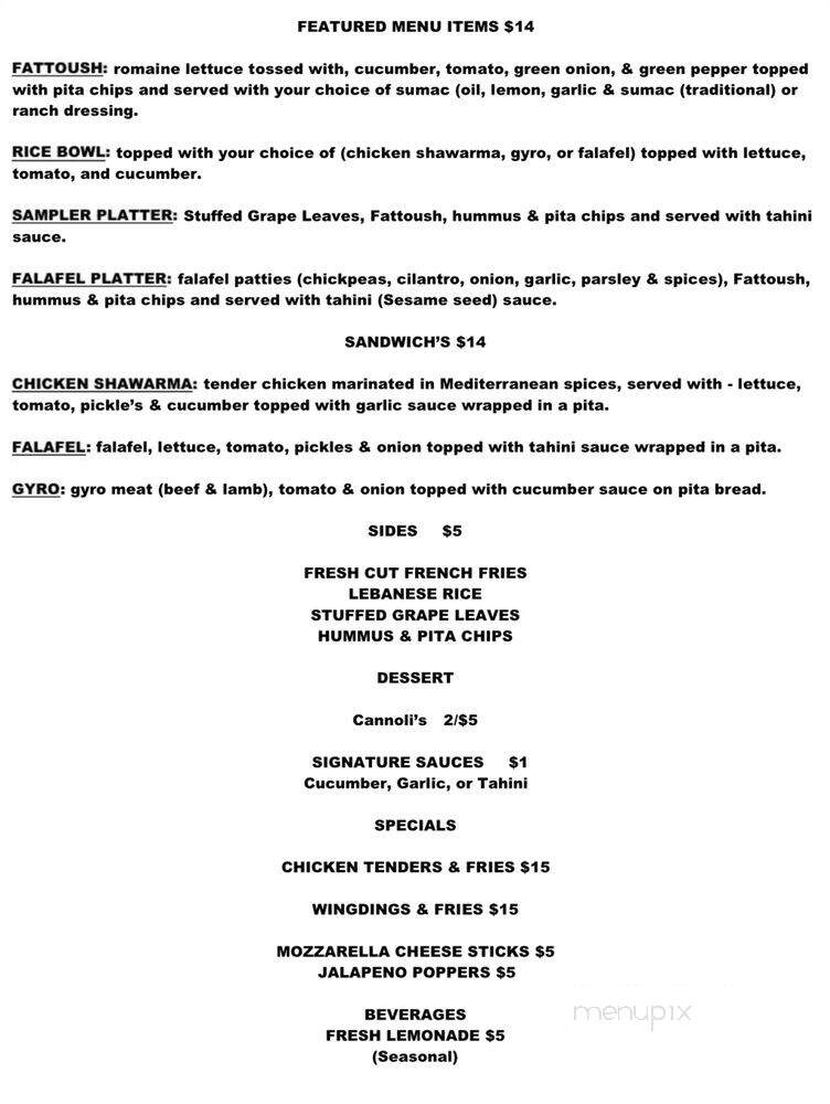The Cedar Grill - Cleveland, OH menu_pic