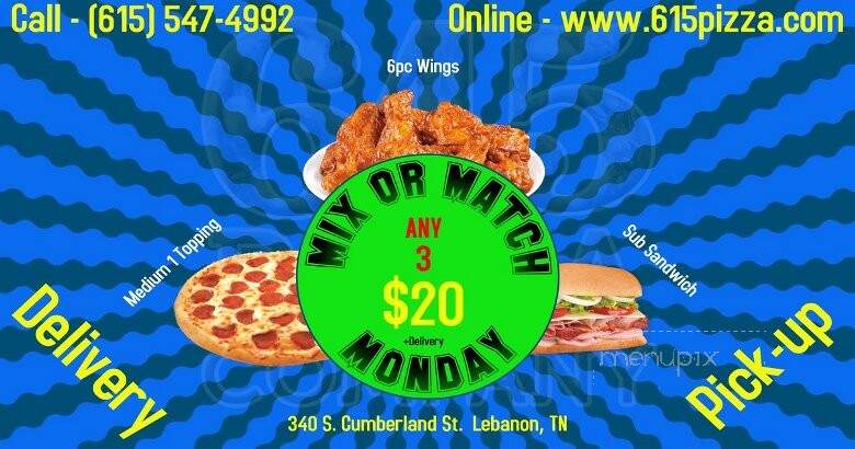 615 Pizza - Lebanon, TN menu_pic