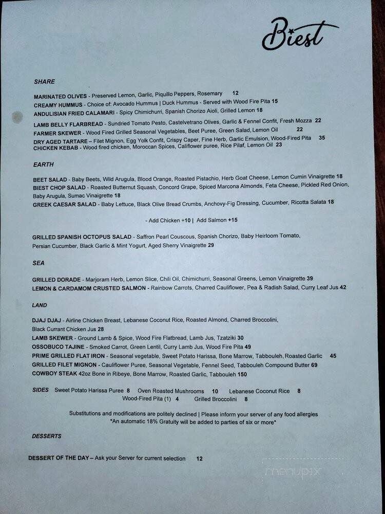 Biest - Rancho, CA menu_pic