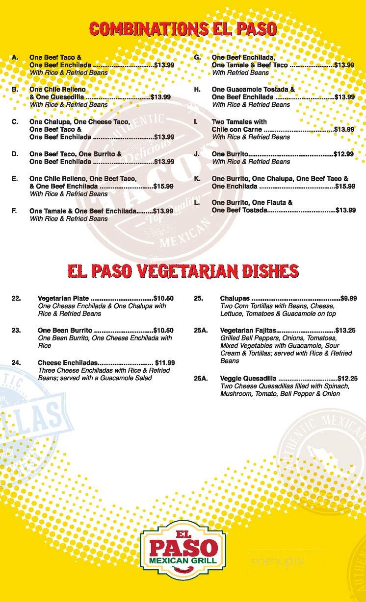 El Paso Mexican Grill - Youngsville, LA menu_pic