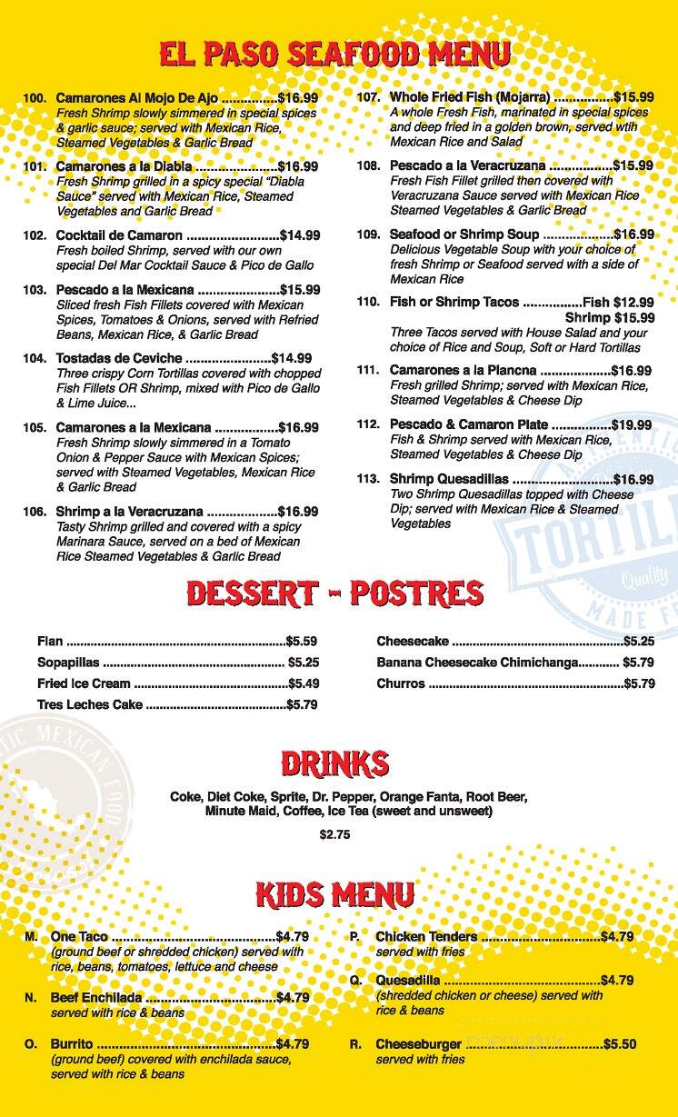 El Paso Mexican Grill - Youngsville, LA menu_pic