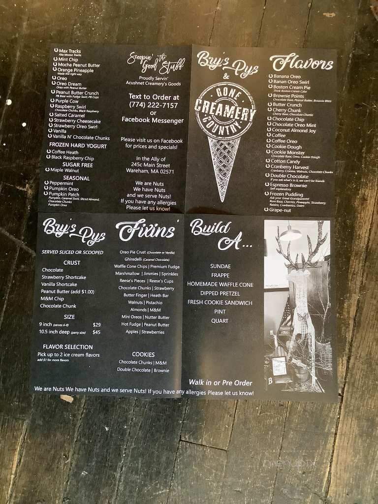 Gone Country Creamery - Wareham, MA menu_pic
