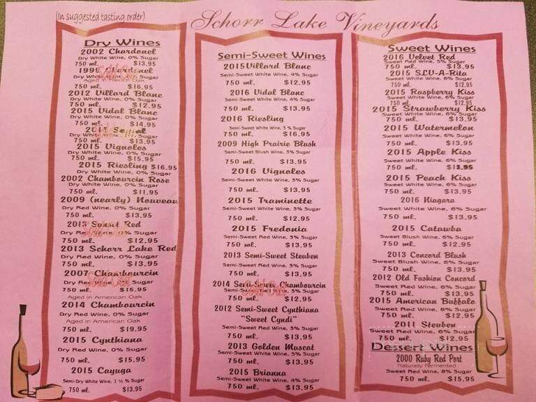 Schorr Lake Vineyard - Waterloo, IL menu_pic