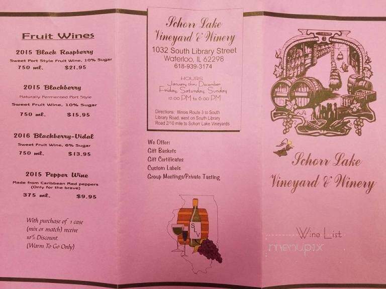 Schorr Lake Vineyard - Waterloo, IL menu_pic