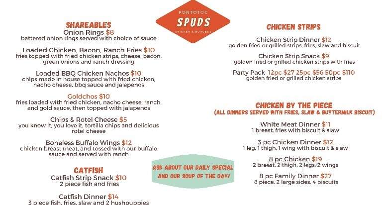 Spud's - Pontotoc, MS menu_pic