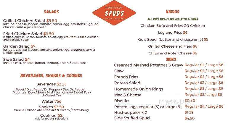 Spud's - Pontotoc, MS menu_pic