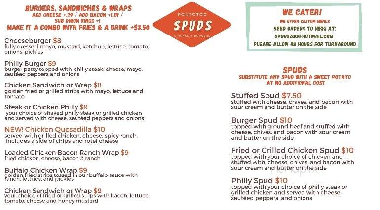 Spud's - Pontotoc, MS menu_pic