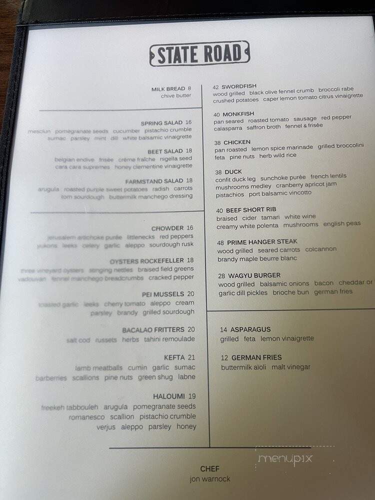 State Road Restaurant - West Tisbury, MA menu_pic