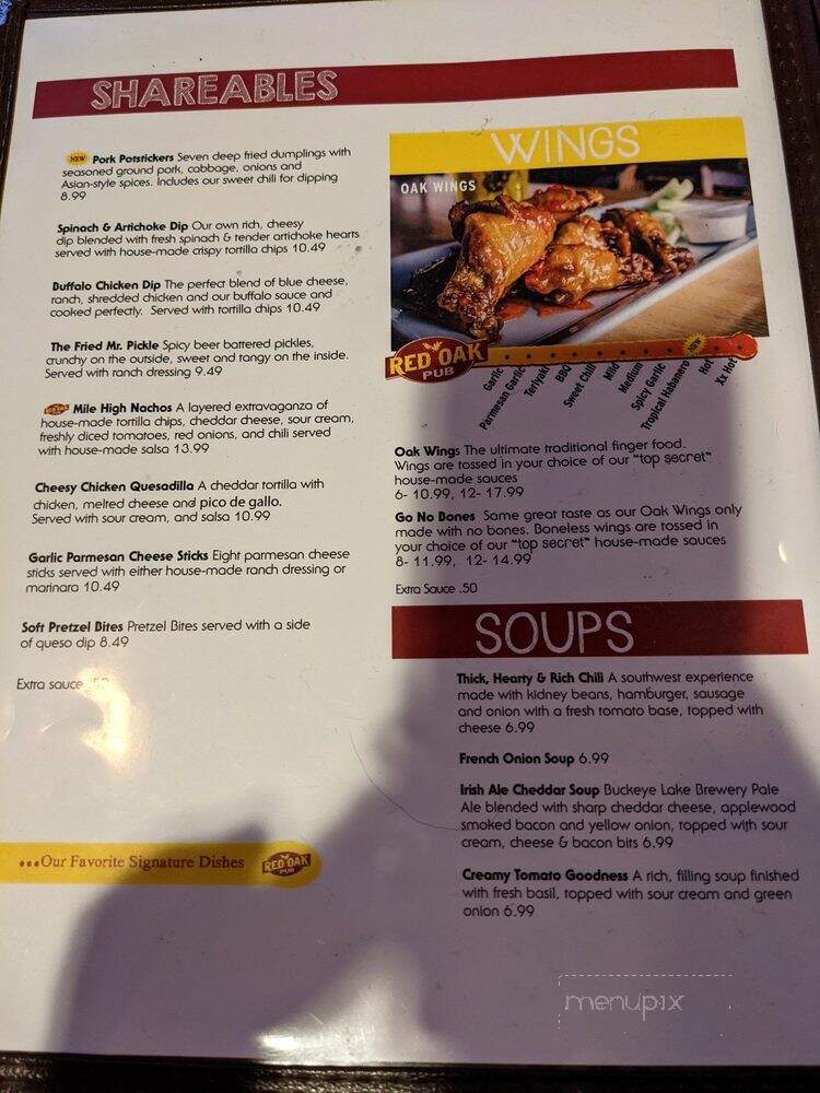 Red Oak Pub And Restaurant - Newark, OH menu_pic