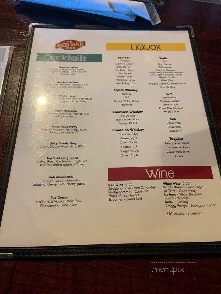Red Oak Pub And Restaurant - Newark, OH menu_pic