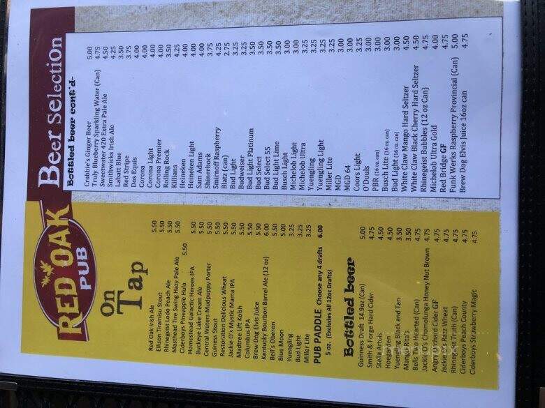 Red Oak Pub And Restaurant - Newark, OH menu_pic
