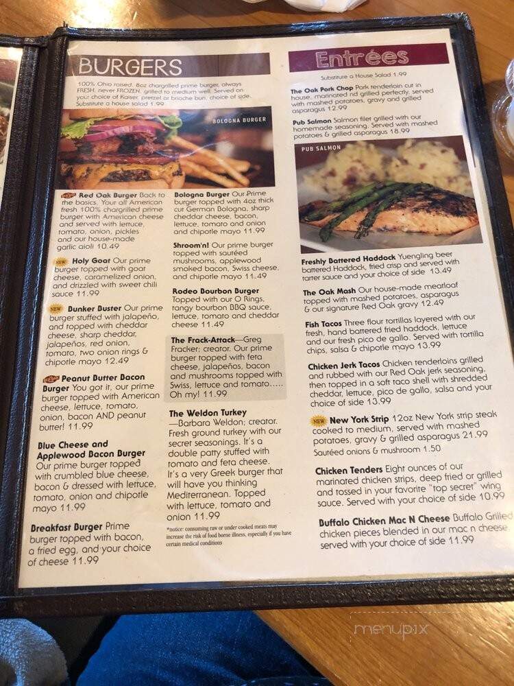 Red Oak Pub And Restaurant - Newark, OH menu_pic