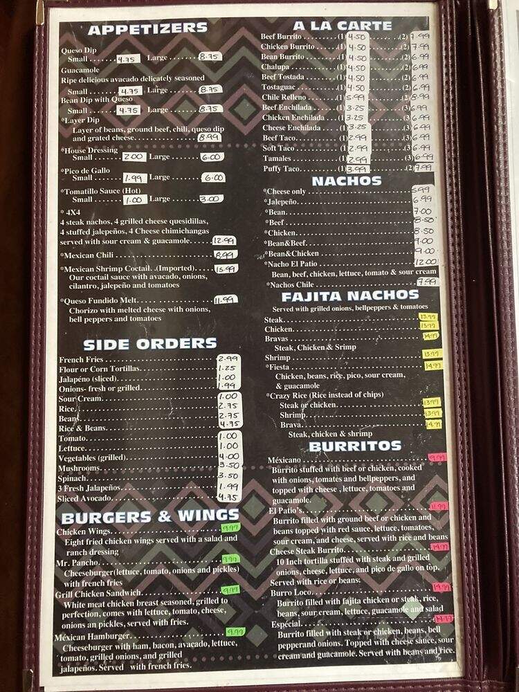 El Patio - New Roads, LA menu_pic