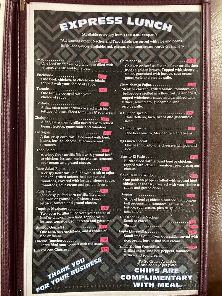 El Patio - New Roads, LA menu_pic