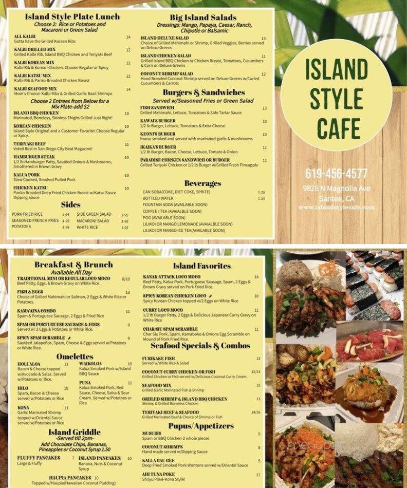 Island Style Cafe - Santee, CA menu_pic