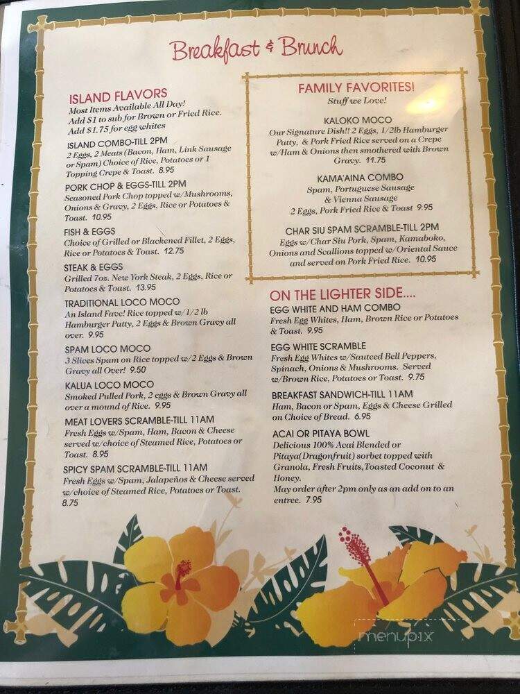 Island Style Cafe - Santee, CA menu_pic