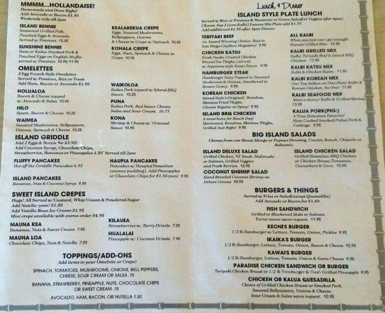 Island Style Cafe - Santee, CA menu_pic