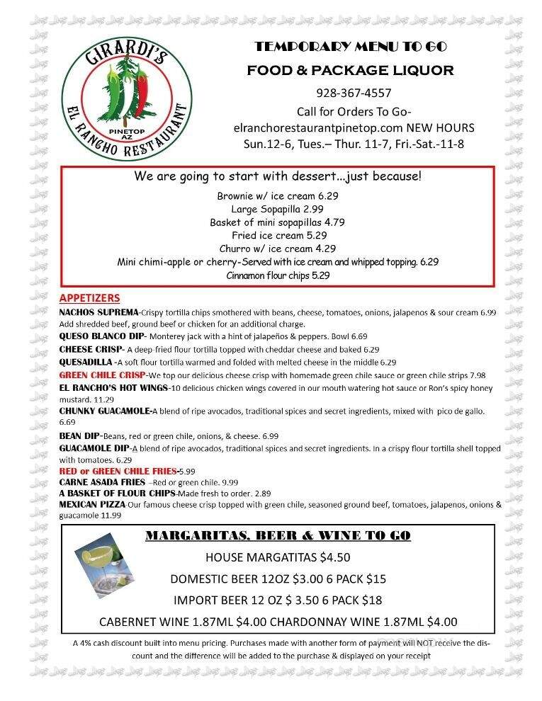 El Rancho Pinetop - Pinetop, AZ menu_pic