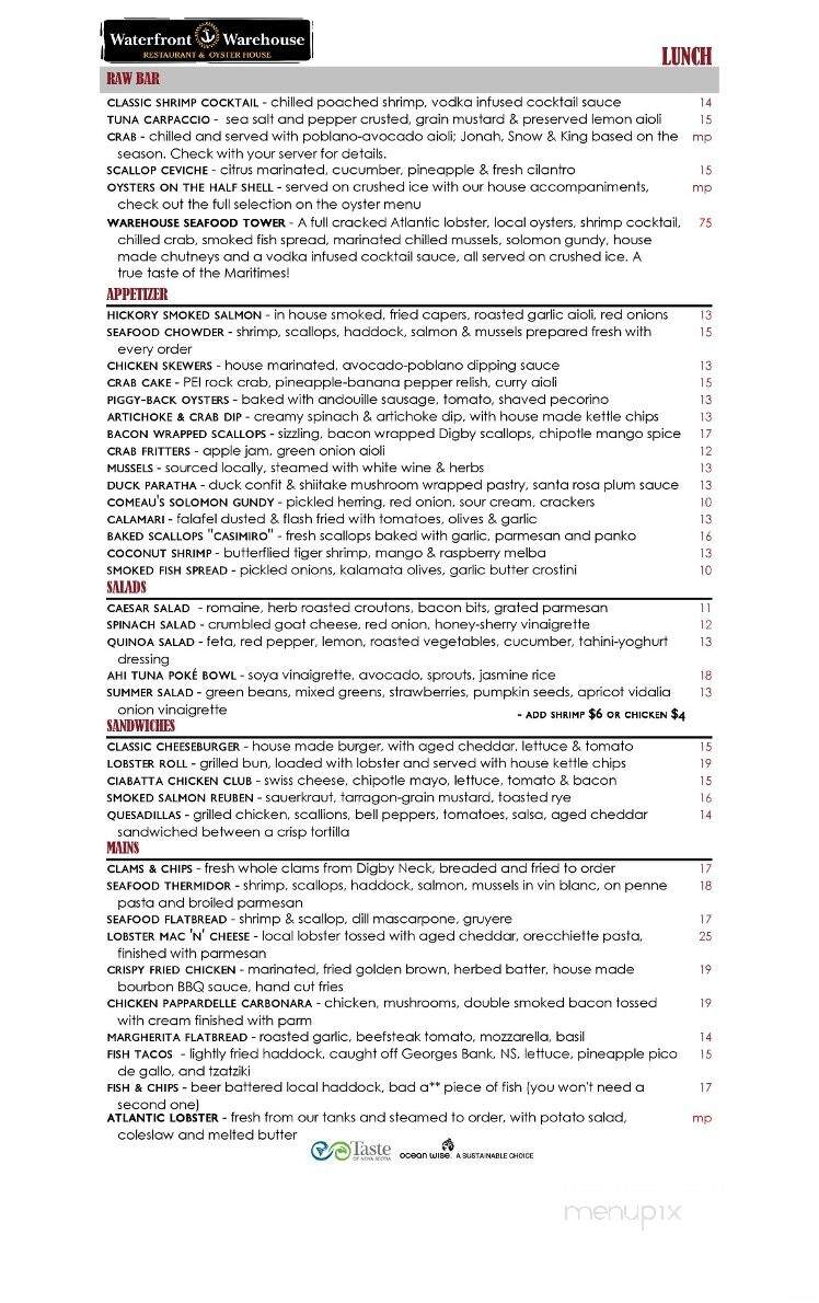 Waterfront Warehouse - Halifax, NS menu_pic