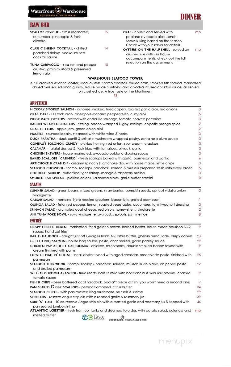 Waterfront Warehouse - Halifax, NS menu_pic