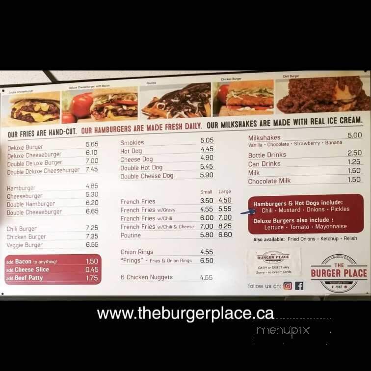 The Burger Place - Winnipeg, MB menu_pic