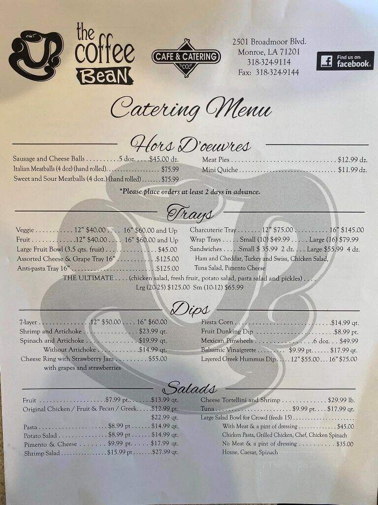 Coffee Bean - Monroe, LA menu_pic