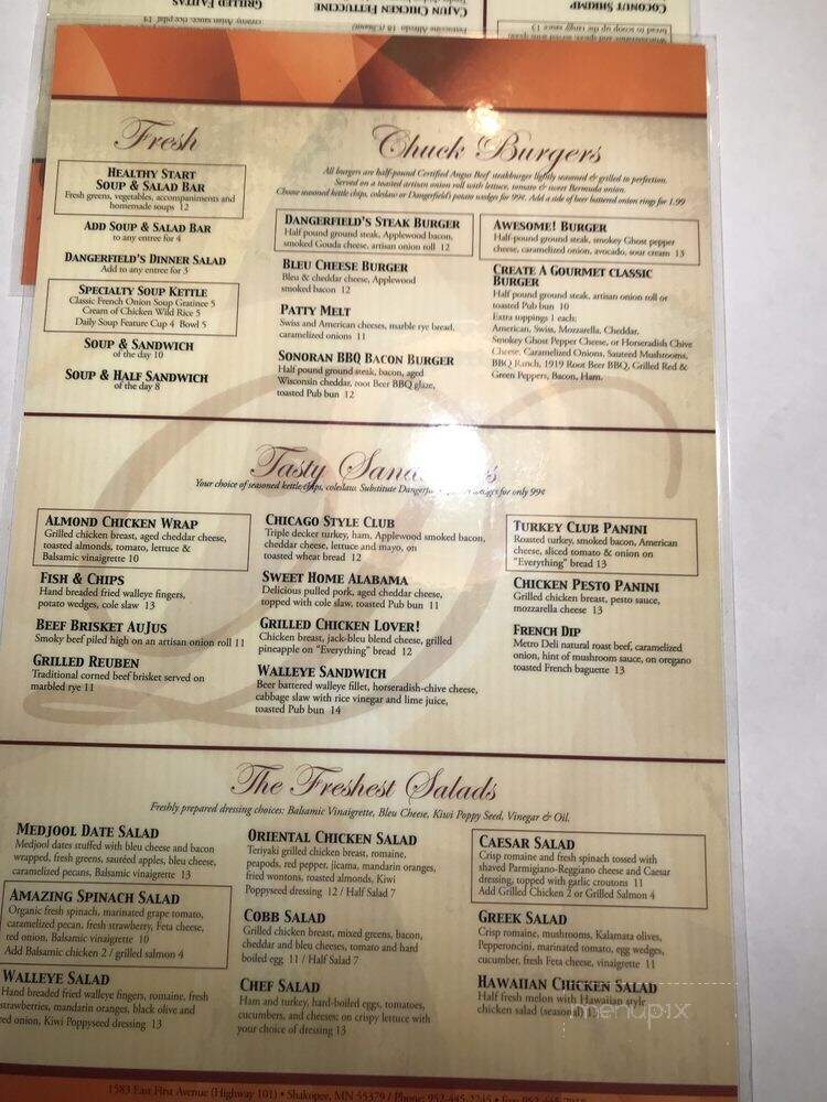 Dangerfield Restaurant - Shakopee, MN menu_pic