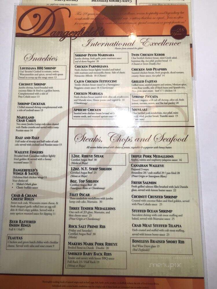 Dangerfield Restaurant - Shakopee, MN menu_pic