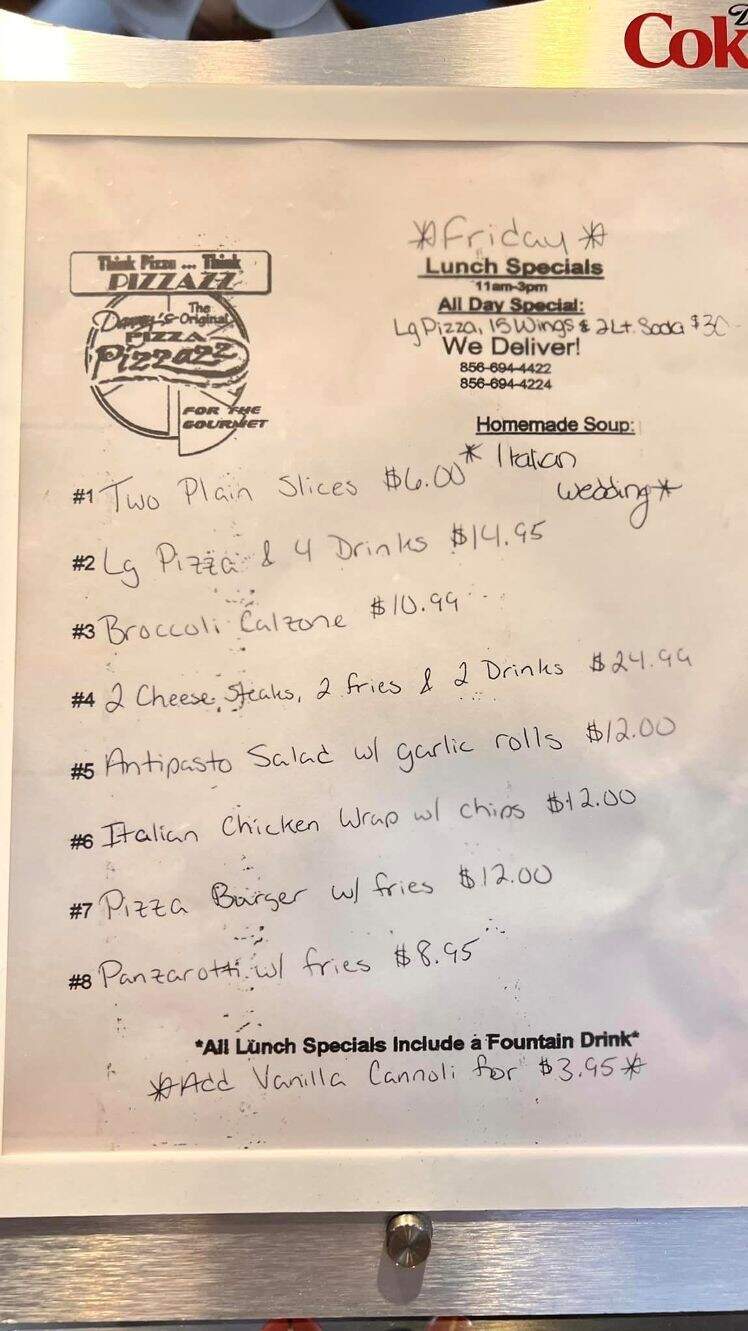 Danny's Pizza Pizzazz - Franklinville, NJ menu_pic