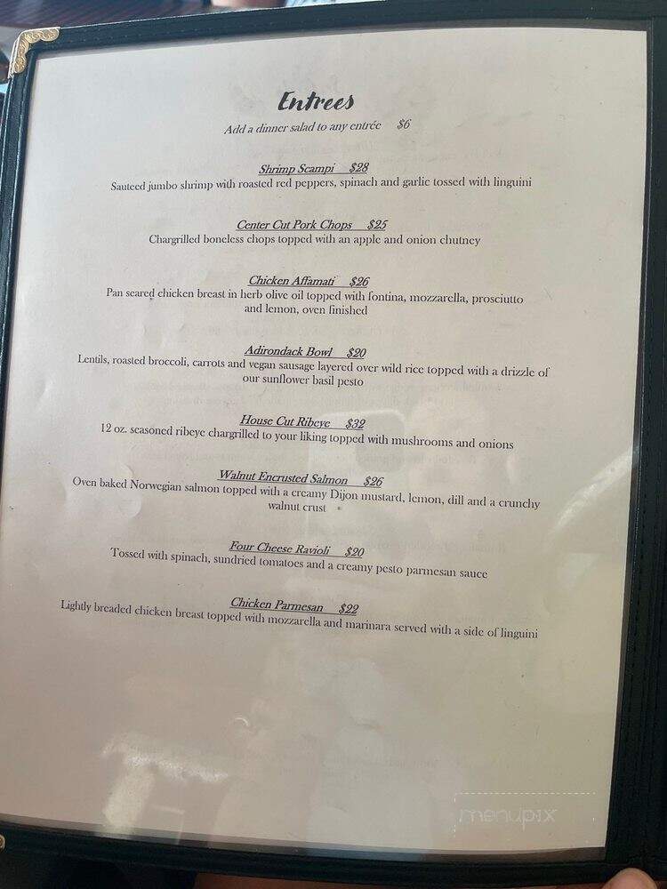 Adirondack Hotel On Long Lake - Long Lake, NY menu_pic
