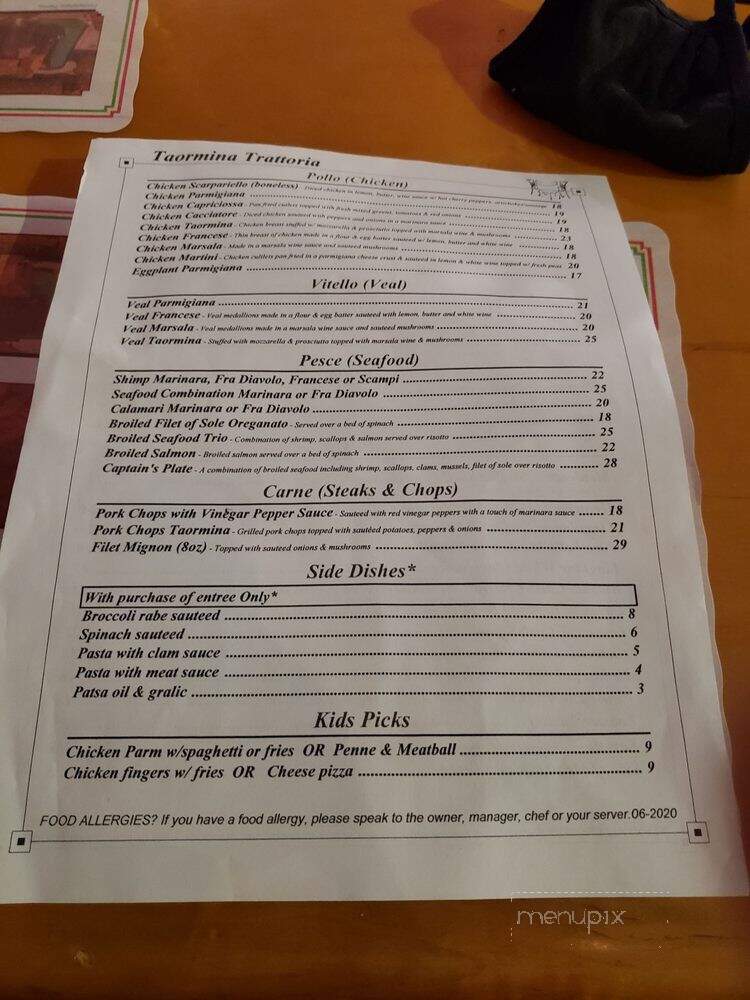 Taormina Restaurant - Peekskill, NY menu_pic