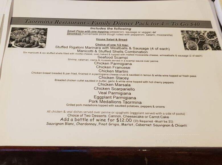 Taormina Restaurant - Peekskill, NY menu_pic