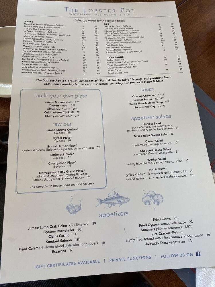 Lobster Pot Inc - Bristol, RI menu_pic