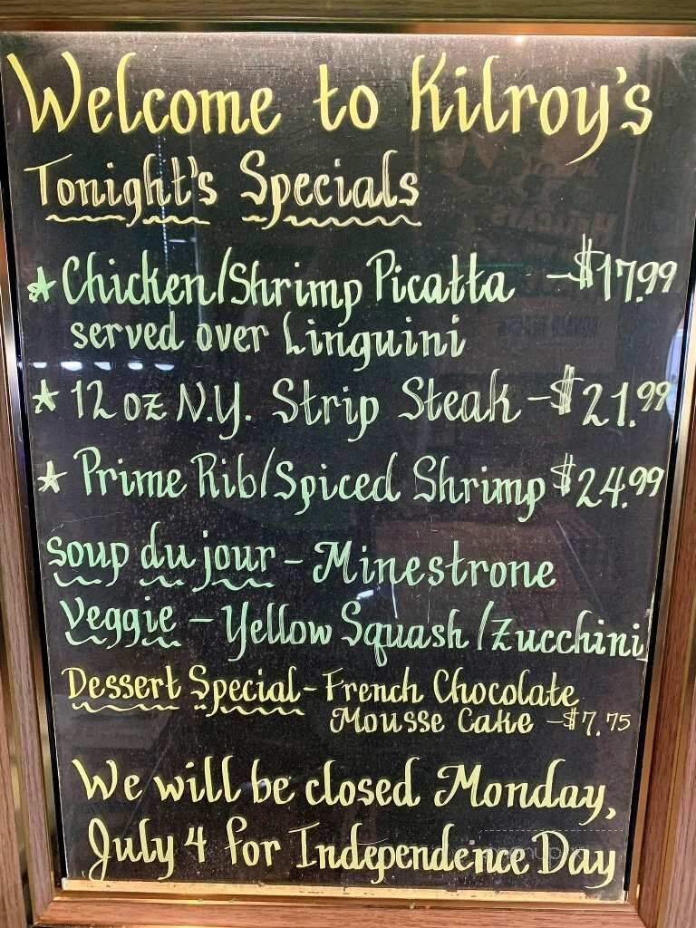 Kilroy's Restaurant - Springfield, VA menu_pic