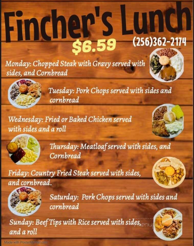 Fincher's Real Delite - Talladega, AL menu_pic